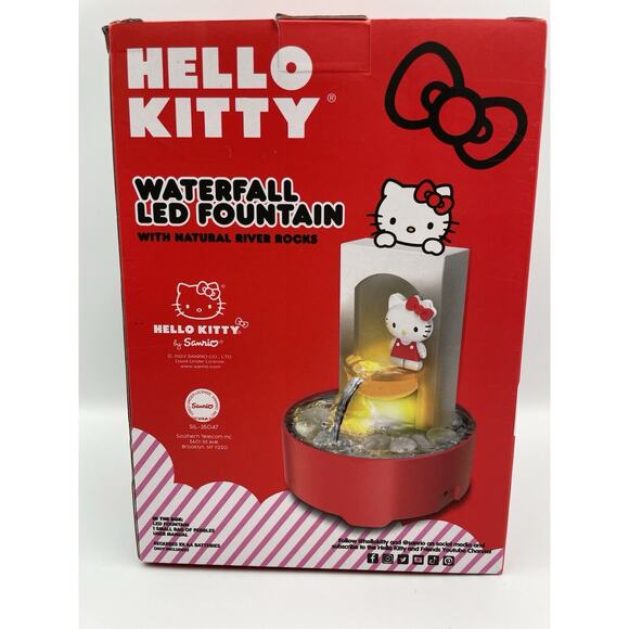 Sanrio Hello Kitty Waterfall LED Fountain Soothing Sounds Ambient Light NEW - Picture 1 of 8